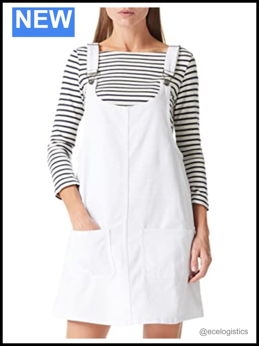 Adjustable Strap Denim Overall Dress Jumper Two Pockets Women